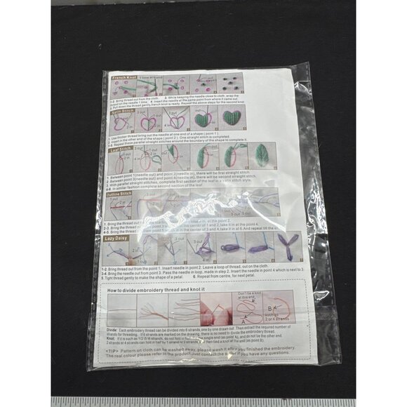 DIY Embroidery Kit With Pre-Printed Floral Cloth & Threads cx0512 - Picture 5 of 7